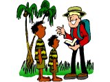 Missionary speaking with a Bible to `native` children
